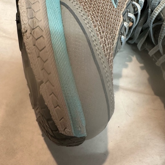 Gray and Blue Mesh Athletic Shoes with Cushioned Sole - Picture 11 of 14